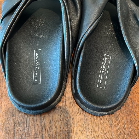 The White Co. London  slides  sandals  black leather  Double twist top Size 37 6 - Picture 9 of 11